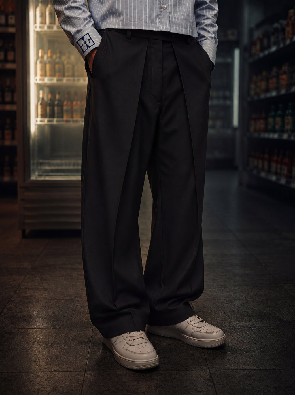 Midnight Drape Trousers in Black