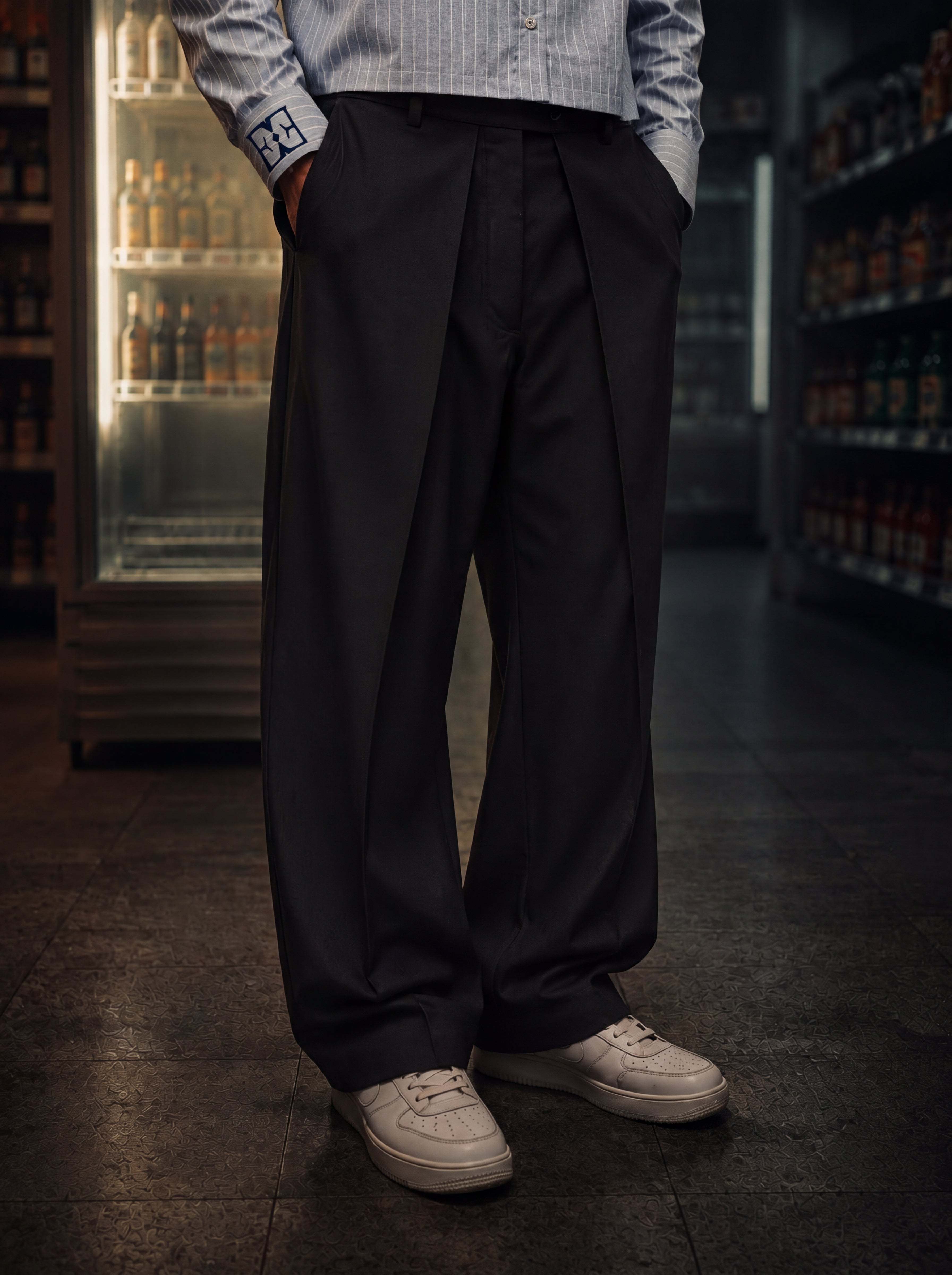 Midnight Drape Trousers in Black
